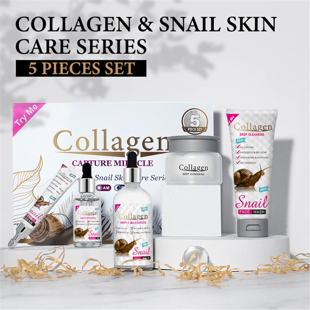 Colágeno - Kit Cuidado Facial A Base De Caracol Sérum Crema