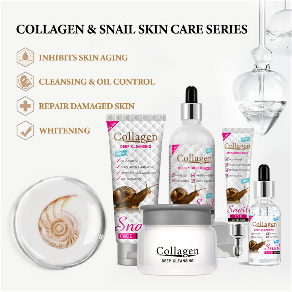 Colágeno - Kit Cuidado Facial A Base De Caracol Sérum Crema